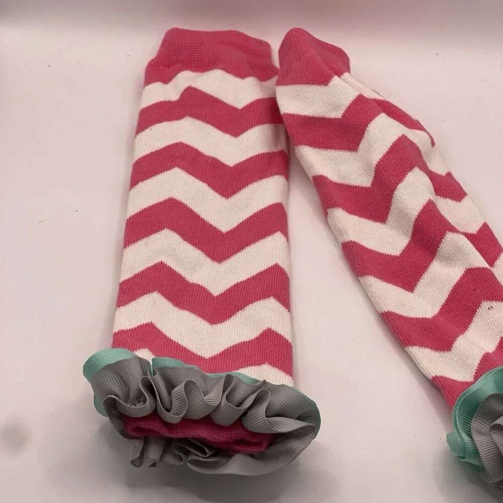 Baby Legs Pink Leg Warmers Infant Toddler One Size Crawling Ruffles Chevron